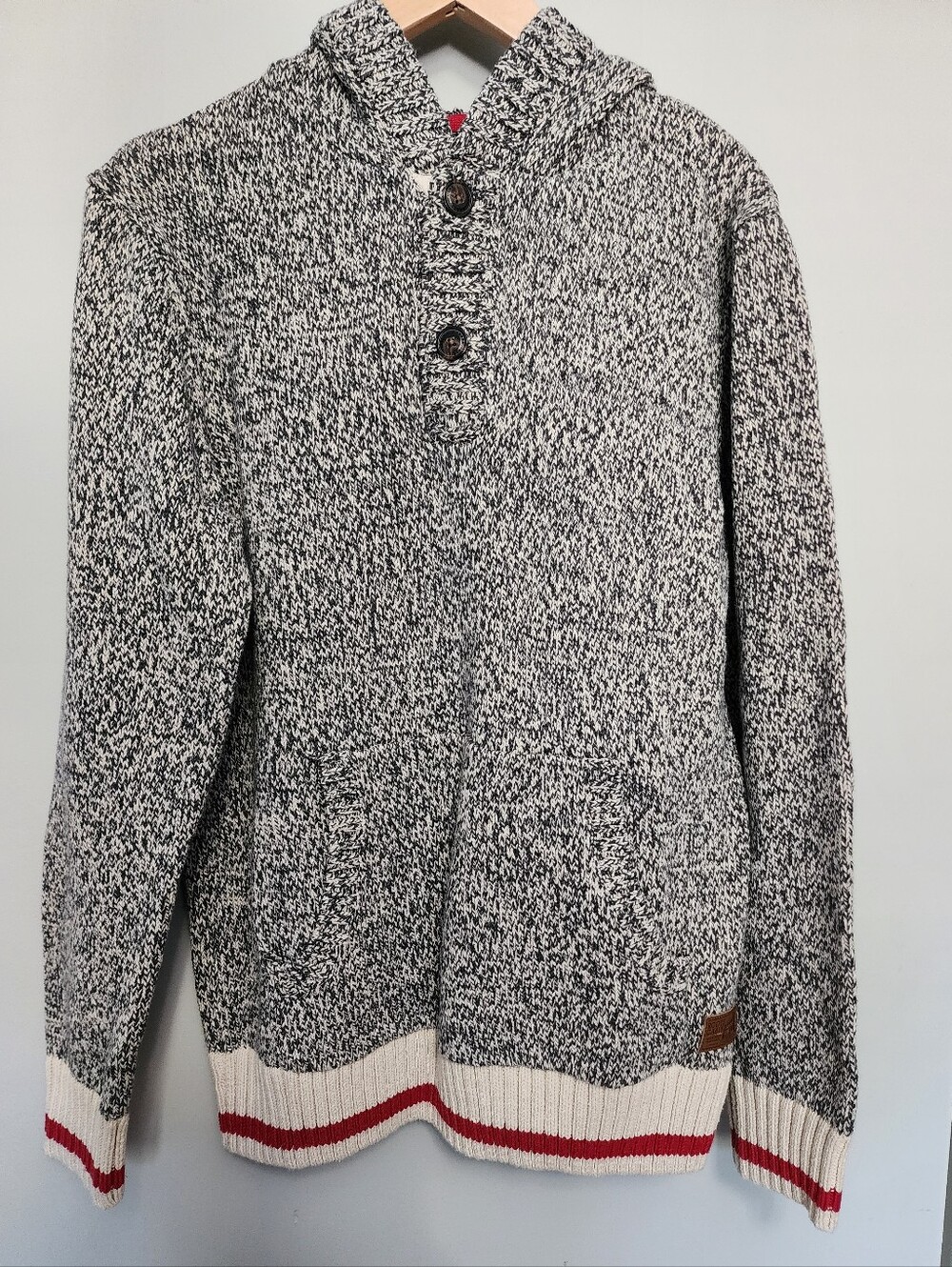 Roots Cabin CANADA Hooded Sweater With Two Button Size XL Unisex